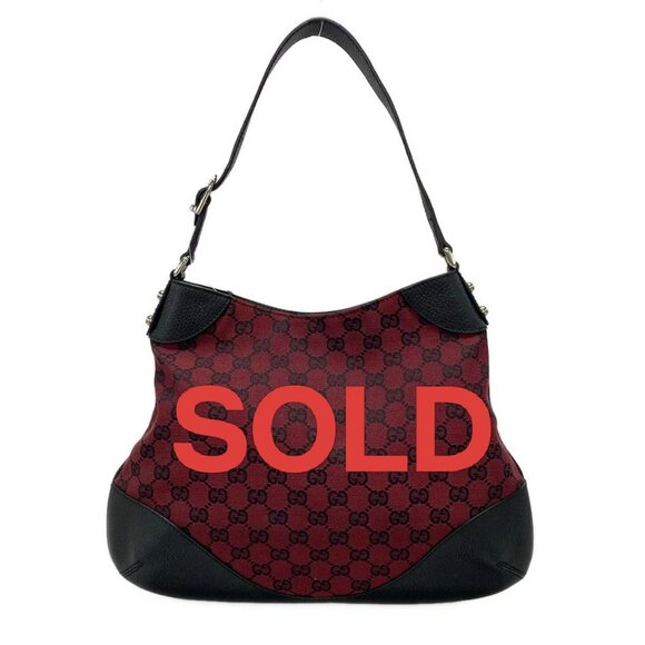 GUCCI GG Red Black Jacquard Leather Shoulder Bag 492-062825 - Picture 1 of 14